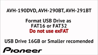 How To - Video and Audio from USB - on Pioneer AVH-290BT, AVH-291BT, MVH-AV290BT, AVH-190DVD