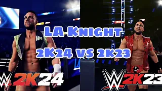 LA Knight Entrance WWE 2k24 vs 2k23 (side by side)