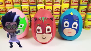 Learn Colors HUGE Play Doh Egg PJ Masks Superheroes Owlette Catboy Gekko Toys