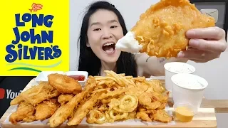 LONG JOHN SILVER'S Seafood Feast! Fish N Chips, Fried Chicken, Calamari & Shrimp Eating Show Mukbang