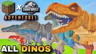 ALL DINOSAURS & VARIANTS AND ANIMATIONS | MINECRAFT JURASSIC WORLD ADVENTURES ADDON MOD