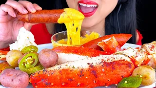 ASMR KING CRAB SEAFOOD BOIL DIPPED IN CHEESE SAUCE *Satisfying Eating Sounds* (MUKBANG) ASMR Phan