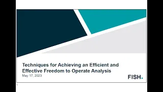 Webinar | Techniques for Achieving an Efficient and Effective Freedom to Operate Analysis