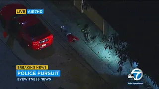 Suspects in red Mustang lead authorities on chase into Downey area | ABC7