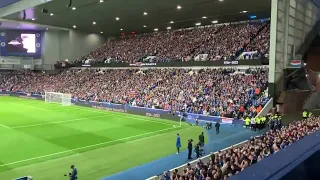 Rangers fans observe a minutes silence for Queen Elizabeth II then sing the National anthem.