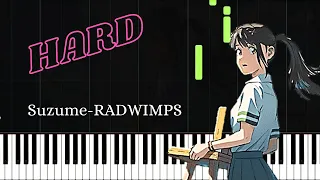 Suzume / RADWIMPS / Suzume No Tojimari / Piano Tutorial / Hard/Sheet music