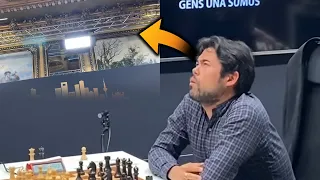 Hikaru Nakamura Looks at the Ceiling and Cameraman Shows WHAT IS THERE in Ding vs Naka Game