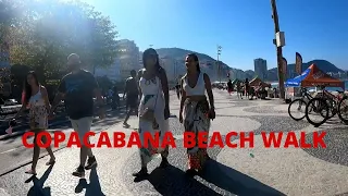 COPACABANA BEACH WALK  ALONG PROMENADE -   Rio De Janeiro Brazil