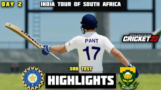 INDIA Vs SOUTH AFRICA - 3rd Test Day 2 Highlights|India Tour Of South Africa|Cricket22 Gameplay1080p