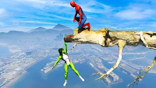 GTA 5 SPIDERMAN vs SHE HULK Epic Ragdolls Jump/Fails #33 (Euphoria Physics, Funny Moments)