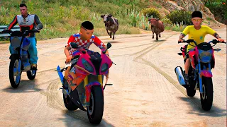 GTA V: VIDA REAL | FUGINDO DAS VACAS NO RODOGRAU DE MOTO COM MEUS AMIGOS🔥