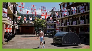 London housing estate gets decked out in England flags for Euro 2020.