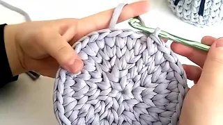 Tutorial #1 How to Crochet circle basket T Shirt for beginners and chart for the base Part 1