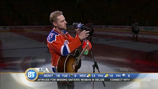 Canadians come together to sing the American national anthem