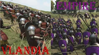 BATTLE for FIRST! 2000 Man Empire vs Vlandia AI Battle- Mount and Blade Bannerlord