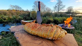 🔥The best stuffed bread cooked in nature 🥖 buscraft style☀️ ASMR