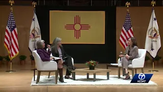 Vice President Kamala Harris participates in a discussion on reproductive rights at UNM