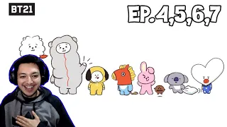 Finished Characters! - BT21 Universe 1 Ep 4 5 6 7 Reaction