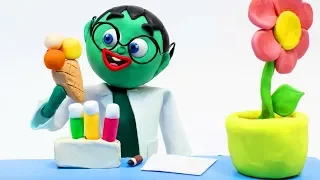 DibusYmas Chemistry experiment 💕Superhero Play Doh Stop motion cartoons