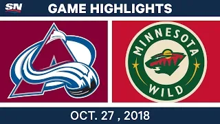 NHL Highlights | Avalanche vs. Wild - Oct. 27, 2018