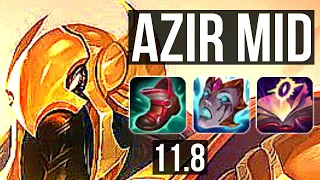 AZIR vs ZOE (MID) | 8/0/7, 1500+ games, 1.6M mastery, Legendary | KR Master | v11.8