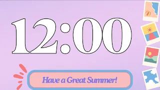 12 Minute Cute Happy Summer Classroom Timer (No Music, Electric Piano Alarm at End)