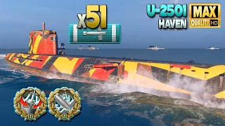 Submarine U-2501: Torpedo terror (51) on map Haven - World of Warships