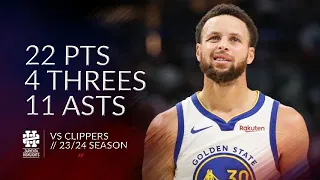 Stephen Curry 22 pts 4 threes 11 asts vs Clippers 23/24 season
