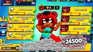 I Got 30500 TOKENS NONSTOP With BUFFY! 90 QUESTS! 65 TIERS + Box Opening - Brawl Stars