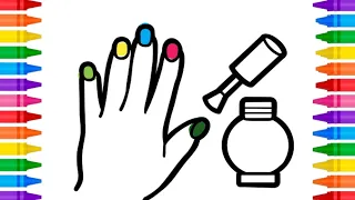 Girl Hand, Nail polish drawing for Kids and Toddlers | Draw Girl Hand Drawing, Coloring for Kids