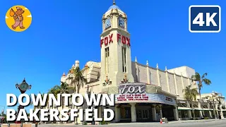 4K Downtown Bakersfield Walking Tour | Kern County | 🔊 Binaural Sound