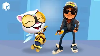 Talking Tom Hero Dash vs Subway Surfers - Gameplay Walkthrough - Jake vs My Talking Angela Hero