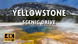Yellowstone National Park, USA | Geysers, Bison, Scenic Roads - Off-Season Driving Video || 4k