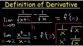 Limit Definition of Derivative Square Root, Fractions, 1/sqrt(x), Examples  - Calculus