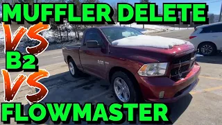 RAM 1500 5.7L HEMI: B2 FABRICATIONS Vs FLOWMASTER SUPER 44 Vs MUFFLER DELETE!