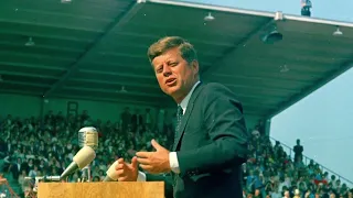 President John F Kennedy speaks at Cheney Stadium