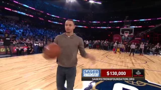 Steph Curry misses 9 half court shots in a row for $500,000 for the SagerStrongFoundation