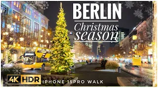 Berlin, Germany - Christmas Season 2023 🎄 4K HDR - iPhone 15 Pro | KuDamm Winter Walk & First Snow❄️