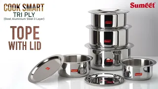 Sumeet Cook Smart TriPly SAS (Steel-Aluminium-Steel - 3 Layers) Tope with Lid