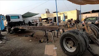 How to extend the length of a 4 meters to 7meter truck chassis by cutting in the Back |Truck World1|