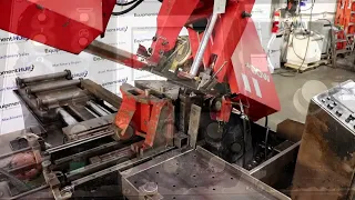 Amada HFA400W 16" x 16" Automatic Horizontal Band Saw w/ 10' Roller Conveyors (2012)