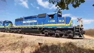 TREM DA FERROVIA TRANSNORDESTINA TRANSPORTANDO BRITA PRA LAVRAS DA MANGABEIRA CEARÁ..