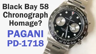 Pagani PD1718 Unboxing and Review Tudor Black Bay 58 Chronograph Homage Mechaquartz Watch PD-1718