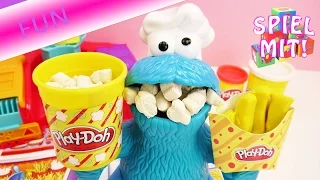 Play Doh Popcorn Deutsch - Play Doh Krümelmonster stopft sich voll mit Knete!