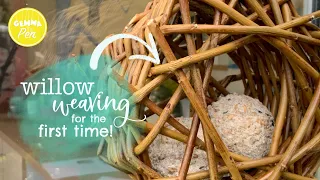 Trying Willow Weaving for the first time!  Making a Bird Feeder from woven willow...