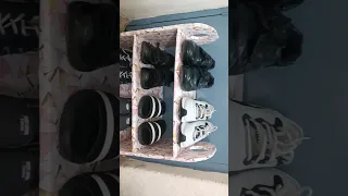 cardboard shoe rack | #shorts #shortsvideo  #youtubeshortsvideo #nocostorganizers #shoerack #diy