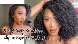 Seamless Natural Clip In Hair Extensions| Kinky Curly Ft. Eayonhair