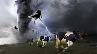 TORNADO ATINGE FAZENDA E VACA SAI VOANDO