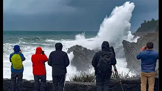 Huge Wave Explosions Create RARE Ocean Popcorn @ Shore Acres, Oregon, Jan. 9 &10/24