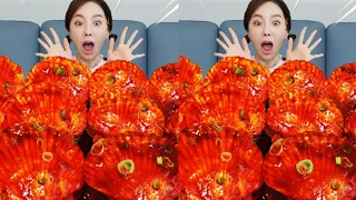 [Mukbang ASMR] Spicy 🔥 Buldak Sauce Steamed Scallops Eatingshow realsounds Ssoyoung